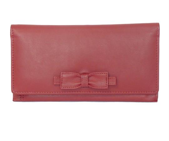 Red Real leather large bow purse