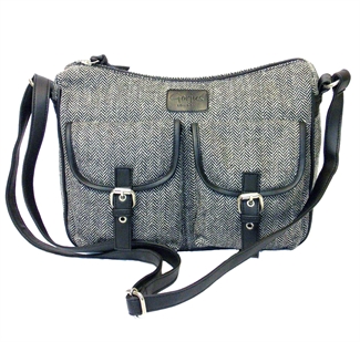 herringbone two front flap pockets across body bag