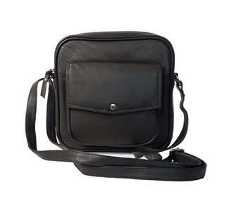 small leather front flap pocket across body bag