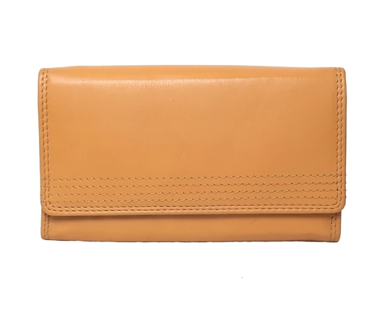 Mustard Real leather flap over purse