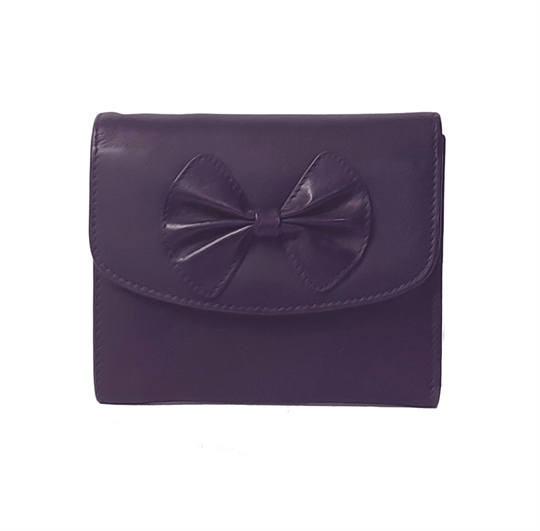 Purple Real leather bow purse