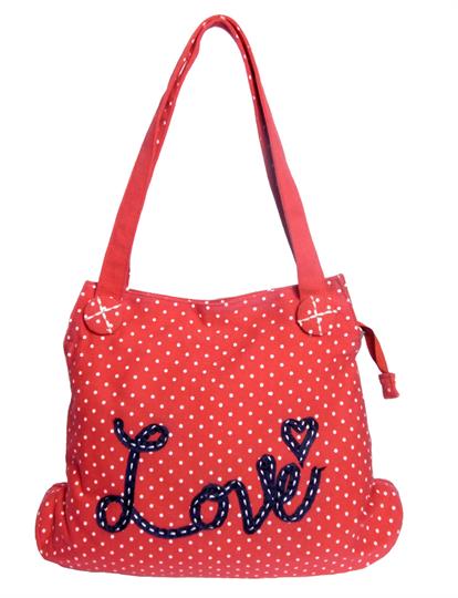 Red Love Polka dot Canvas bag