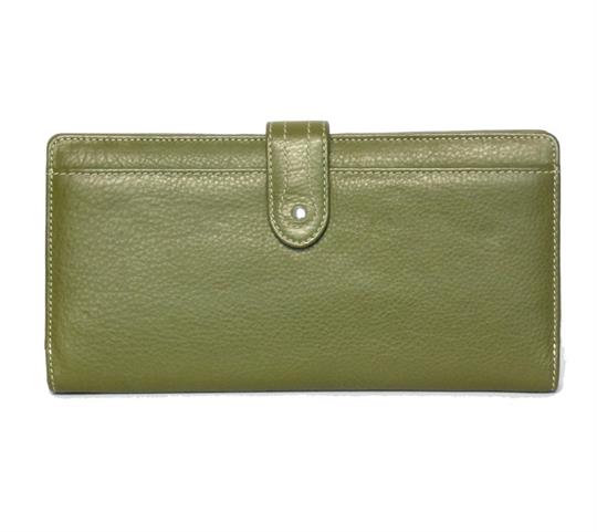 Green Real Leather Large loop closure purse