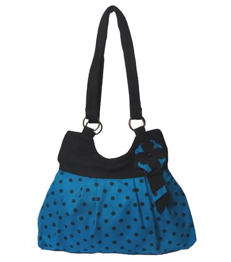 Turquoise flower polka dot shoulder bag