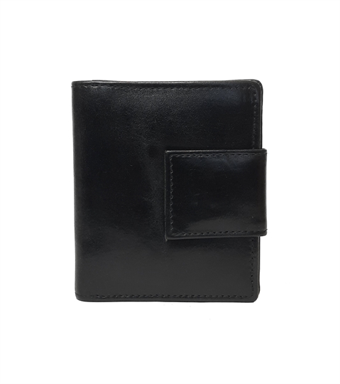 Black leather square closure purse