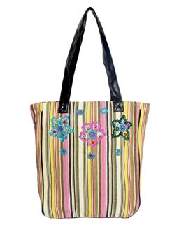 Striped Canvas shopper bag