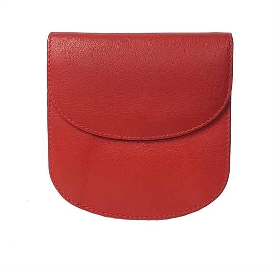 Red leather half round purse