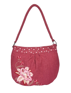 tweed flower embellished hobo bag