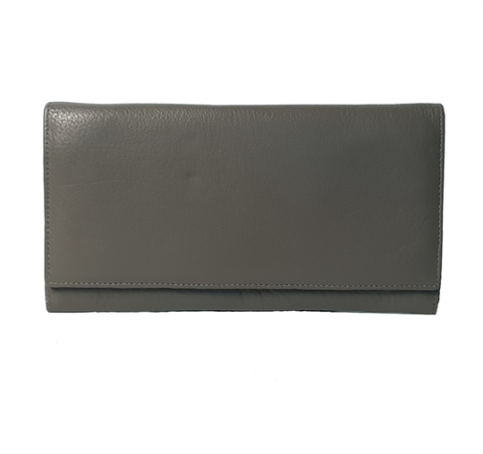 Taupe leather flap over purse