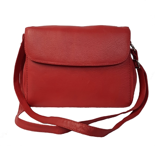 Red leather across body organiser bag