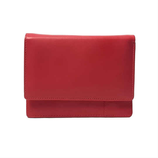 Red Real leather plain flap over purse