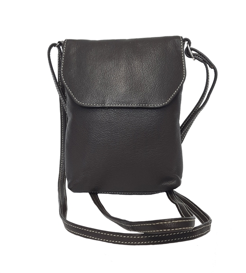 Brown leather small flap over across body bag