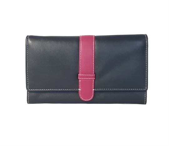 Black Real leather belt loop flap purse