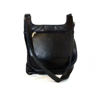 leather front flap pocket across body bag