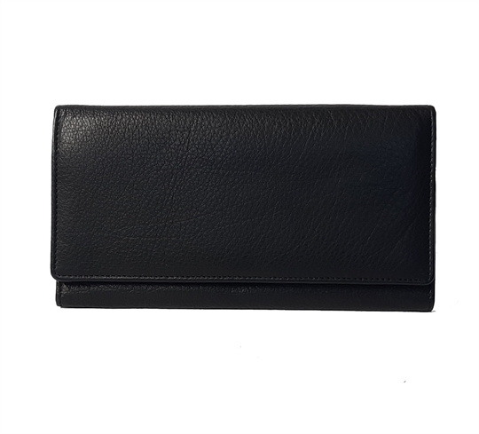 Black leather flap over purse