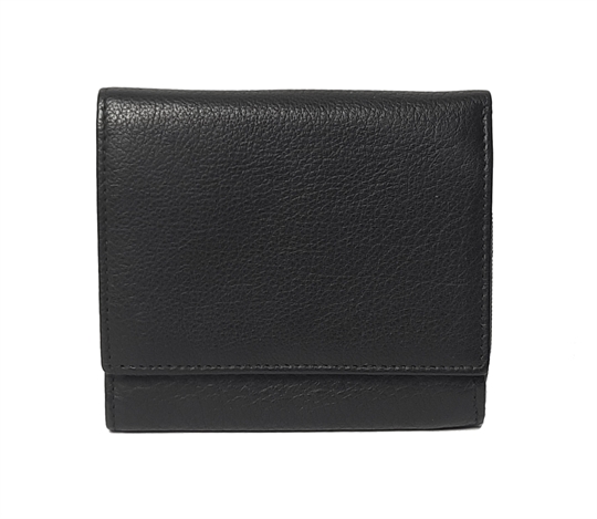 Black small leather square flap over purse