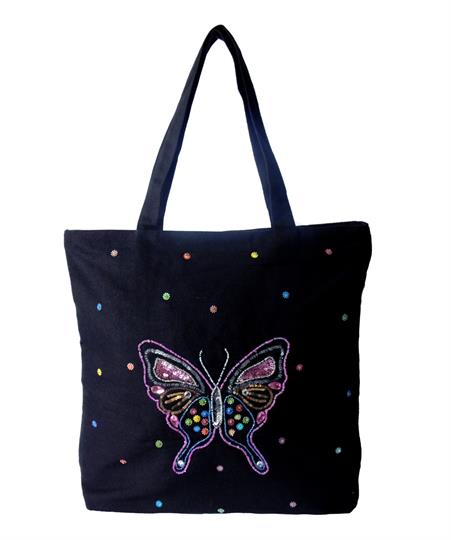 Black Butterfly Canvas shopper