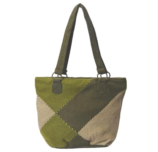 Grey patchwork felt wool small shopper bag