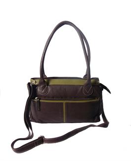 leather handbag with front zip pocket bag