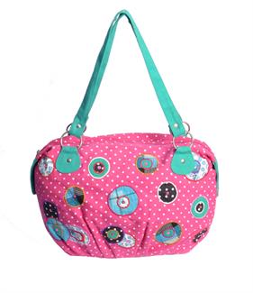 Pink polka dot hobo bag