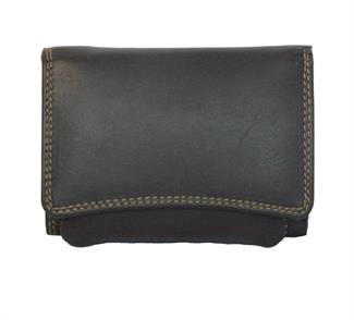 Real leather curved front flap purse