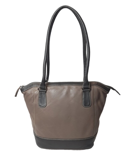 leather two tone tote bucket bag