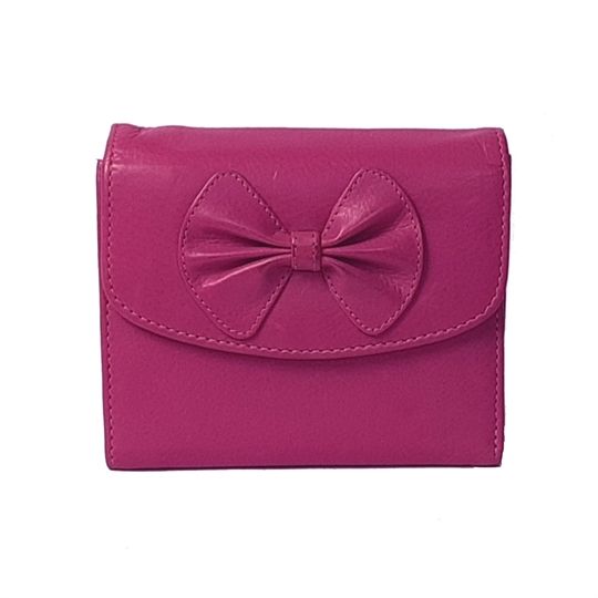 Pink Real leather bow purse