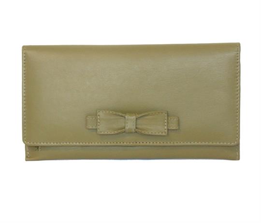 Green Real leather large bow purse