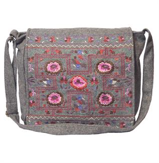 flower power felt embroidered satchel