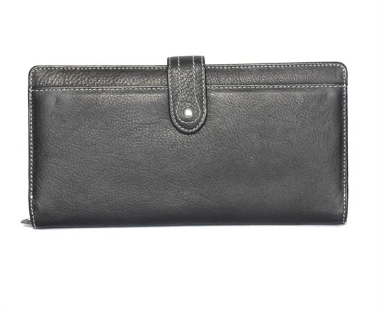 Black Real Leather Large loop closure purse